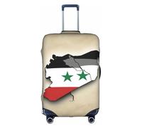 Hgvcse Funda protectora para maleta, diseño de bandera de la República Árabe Siria Map02, de 45,7 a 81,3 cm, accesorio esencial, Blanco, L