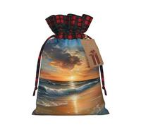Hgvcse Hermosas bolsas con cordón para playa, atardecer, Navidad, festivas, reutilizables, 3D, para envolver regalos, medias y recuerdos de fiesta