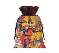 Hgvcse I Love London - Bolsas de Navidad con cordón, reutilizables, 3D, bolsa de regalo, medias y recuerdos de fiesta