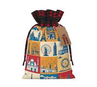 Hgvcse I Love London - Bolsas de Navidad con cordón, reutilizables, 3D, bolsa de regalo, medias y recuerdos de fiesta