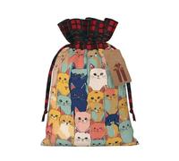 Hgvcse Lindos gatos en una variedad de colores, bolsas de Navidad con cordón, festivas, reutilizables, 3D, bolsa de regalo, medias y recuerdos de fiesta