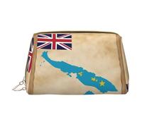 Hgvcse Makeuptuvalu - Bolso de piel sintética con diseño de bandera y mapa de islas, bolsa con cremallera, organizador de cosméticos de viaje, para uso diario, color blanco, talla única, Blanco, One