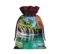 Hgvcse Plitvice Lakes National Park - Bolsas de Navidad con cordón, reutilizables, 3D, para envolver regalos, medias y recuerdos de fiesta