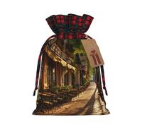 Hgvcse Street In Paris Town - Bolsas con cordón para Navidad, reutilizables, 3D, para envolver regalos, medias y recuerdos de fiesta