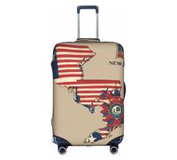 Hgvcse Travel New Jersey Flag Map01 - Funda protectora para maleta, 18-32 pulgadas, accesorio esencial para las vacaciones, color blanco, grande, Blanco, Large