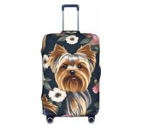 Hgvcse Travel Yorkie Dog Floral 02 - Funda protectora de maleta de 45,7 a 81,3 cm, accesorio esencial para vacaciones, Blanco, M