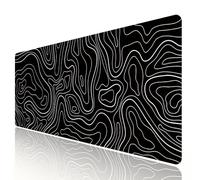 HGWALP - Alfombrilla de mouse topográfica grande para juegos en blanco y negro con base de goma antideslizante, alfombrilla de teclado larga XXL extendida para escritorio, 31.5 x 11.8 pulgadas