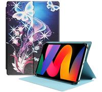 HGWALP Ultra Universal Funda de tableta de 9 "- 11" pulgadas, Protectora Funda para tabletas de 9" 9.7" 10.1" 10.5 "11", con Múltiples ángulos de visión y diseño de agujeros de cámara,Mariposa púrpura