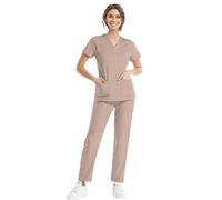 HGWOPGASD Conjunto de uniformes médicos para mujer y hombre, cuello en V, parte superior + cordón, juego de pantalones casaca para enfermeras, hospitales, ropa de trabajo