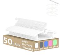HGYZE 50 Perchas Blancas de Plástico Ajustables y Antideslizantes para Ropa de Bebé y Recién Nacidos, 28 a 35,5 cm