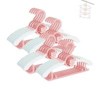 HGYZE Perchas de bebé para armario, antideslizantes, de 28-25,6 cm, ajustables, para cuarto de bebé, organizador de ropa de plástico para niños de 0 a 18 años, estante de plástico rosa para abrigos de