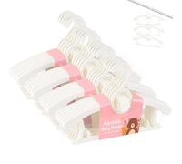 HGYZE Perchas para Armario de bebé, 20 Unidades, Perchas Blancas de plástico, Ajustables a Granel de 28-25,6 cm, para recién Nacidos, Antideslizantes, para Ropa de bebé, para niñas y niños pequeños