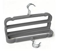 HGYZE Perchas para Pantalones Doble Capa, 10 Perchas de Terciopelo, Ahorro de Espacio, con Gancho Giratorio de 360° para Vestidos, Pantalones Cortos, Vaqueros, Slack, Gris