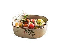 Hhaoran-9868 Fuente de cerámica para hornear Bandeja de arroz al horno, vajilla cerámica, tazón for hornear doble oreja, for ensalada frutas fritas for el hogar, 590 ml Molde para hornear