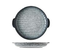 Hhaoran-9868 Fuente de cerámica para hornear Bandeja de cerámica doble oreja for horno doméstico, microondas, utensilios for hornear, tazón ancho for fideos Molde para hornear(Grey)