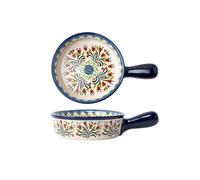 Hhaoran-9868 Fuente de cerámica para hornear Cuenco de cerámica retro for vajilla, bandeja for hornear con asa, plato for ensalada, multifuncional, gran capacidad Molde para hornear