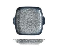 Hhaoran-9868 Fuente de cerámica para hornear Horno microondas, utensilios for hornear, tazón ancho for fideos, bandeja de horno cerámica doble oreja for el hogar Molde para hornear(Grey)