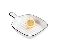 Hhaoran-9868 Fuente de cerámica para hornear Plato for hornear horno microondas for el hogar, plato de arroz horneado, creativo, con mango cerámica especial, vajilla Molde para hornear