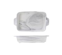 Hhaoran-9868 Fuente de cerámica para hornear Plato hondo grande de cerámica doble oreja for horno, 1400 ml/2800 ml, for curry, arroz y pasta Molde para hornear(Pequeño)