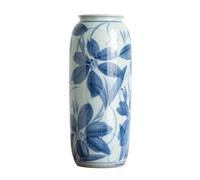 Hhaoran-9868 Jarrón retro de cerámica con diseño de flores de porcelana azul y blanca, decoración china cultivada en agua, adecuado para comedor y sala de estar, decoración del hogar