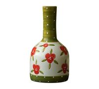 Hhaoran-9868 Jarrón retro de cerámica pintado a mano pequeño arreglo floral para el hogar, sala de estar, porche, decoración de encimera, adecuado para comedor y sala de estar, decoración del hogar