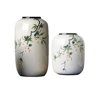 Hhaoran-9868 Jarrón retro de cerámica, un par de adornos, sala de estar, entrada, floral, hidropónico, creativo, chino, decorativo, adecuado para comedor y sala de estar, decoración del hogar