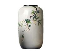 Hhaoran-9868 Jarrón retro redondo de cerámica, adorno para sala de estar, entrada, arte floral hidropónico, creativo, chino, decorativo, apto para comedor y sala de estar, decoración del hogar