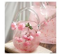 Hhaoran-9868 Jarrón rosa de cristal para decoración del hogar, jarrón de flores, pieza de decoración creativa de Internet, estilo retro hidropónico, adecuado para comedor y sala de estar, decoración