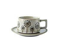 Hhaoran-9868 Juego de tazas de café de capuchino de 250 ml de cerámica gruesa y platillo, juego de té retro de la tarde, taza de agua para el hogar, taza de café