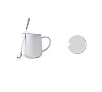 Hhaoran-9868 Juego de tazas de café de capuchino de 450 ml con tapa de cerámica, taza de café exquisita con tapa, taza de desayuno para el hogar, taza de agua (blanco)