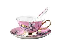 Hhaoran-9868 Juego de tazas de café de capuchino de lujo europeo de porcelana china de hueso, juego de té de cerámica británica de la tarde, tazas de café vintage