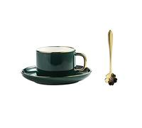 Hhaoran-9868 Juego de tazas de café de capuchino, exquisito y simple, taza de café para el hogar, taza de cerámica de alta belleza y plato, vajilla de té de la tarde retro (blanco)