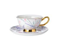 Hhaoran-9868 Juego de tazas de café de capuchino, juego de té de la tarde inglesa, tazas de café de cerámica de alto color, tazas y platillos de buen aspecto, taza de café