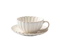 Hhaoran-9868 Juego de tazas de café de capuchino, taza de café retro y platillo, taza de cerámica de alta calidad, exquisita taza de café con leche, juego de té de la tarde