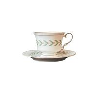 Hhaoran-9868 Juego de tazas de café de capuchino, taza de té de cerámica con flores, taza de café para el hogar, té de la tarde, taza de té negro, taza de café y platillo (verde)