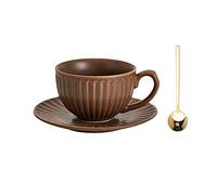 Hhaoran-9868 Juego de tazas de café de capuchino vintage, taza de café con flores de cerámica para el hogar, juego de tazas de té de la tarde con leche lavado a mano, taza de café (ruina, pequeña)