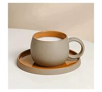 Hhaoran-9868 Juego de tazas de café para capuchino, juego de tazas de café de cerámica gruesa vintage, taza de té de cerámica exquisita taza de agua de cerámica (amarillo)