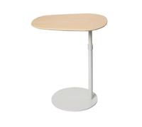 Hhaoran-9868 Mesa Auxiliar Lateral Adjustable Bedside Table Tea Sofa Side Mobile Study Standing Pneumatic Lift Mesa de Centro Decorativa para Sala de Estar(Natural Wood Color)