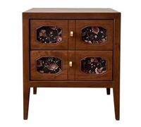 Hhaoran-9868 Mesita de Noche Mesita de Noche Vintage con cajones Decorativos Estampados, Armario bajo Madera Ranuras for Almacenamiento en el Dormitorio Mesa Auxiliar para Dormitorio