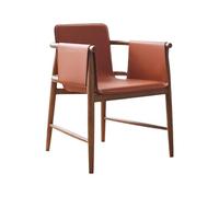 Hhaoran-9868 Silla de Sala de Estar Saddle Leather Dining Chair Leisure Chair Solid Wood Living Room Back Chair Ash Wood Hotel Balcony Chair Sillas de Comedor