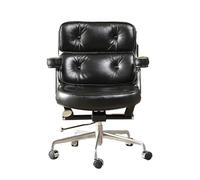 Hhaoran-9868 Silla para Juegos de computadora Silla de Escritorio de Cuero PU con Respaldo Medio, Silla operativa de Oficina con reposabrazos, Silla Ajustable con Ruedas(Negro)