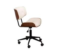 Hhaoran-9868 Silla para Juegos de computadora Silla de Oficina giratoria con Cuero Retro Ajustable, cómoda Silla de Oficina pequeña de Madera, Adecuada for Oficina y hogar(Blanco)