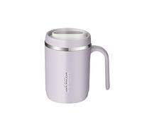 Hhaoran-9868 Taza de café con asa y tapas, taza de té aislada de acero inoxidable, 500 ml, reutilizable para la escuela, viajes, oficina, taza de café (morado)