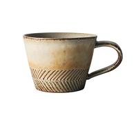 Hhaoran-9868 Taza de café vintage de cerámica áspera hecha a mano, resistente a altas temperaturas, taza de café con personalidad
