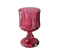 Hhaoran-9868 Taza de cristal Copas de vino rosa con relieve, 180 ml, estilo vintage textura plisada, ideales for bodas, banquetes, fiestas, bares y uso diario Vasos Vasos De Agua