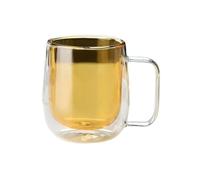 Hhaoran-9868 Taza de cristal Tazas de café vidrio doble pared con asa, 250 ml (8,8 oz), borosilicato color for bebidas frías y calientes, capuchino, latte té Vasos Vasos De Agua(Amber)