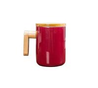 Hhaoran-9868 Tazas de café creativas de cerámica de 380 ml con asa y tapa, taza de café para oficina en casa, taza de agua caliente, taza de café (rojo)