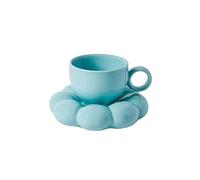 Hhaoran-9868 Tazas de café de cerámica, taza creativa nórdica con platillo, taza de té de leche con bandeja, decoración de mesa de cumpleaños, Navidad, taza de café (azul)