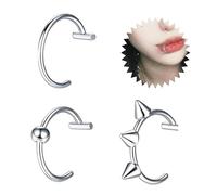 HhBdy Anillo de Labios 3 Piezas Septum Falso no Need for Piercing Nariz Aros Acero Inoxidable Anillo de Nariz de aro Perforación del Labio de Acero Inoxidable Unisex Lip Ring/Earring/Nose ring