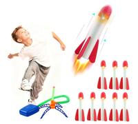 HhBdy Cohete Juguete, Lanzador de Cohetes con 8 Cohetes de Espuma Juegos Exterior Niños Diversión Juegos al Aire Libre Jardín, Juguetes Niños para Regalos de Cumpleaños (Luces de Hadas)